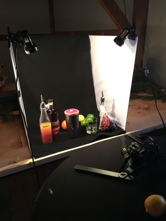 behind the scene shot of photographing cocktails and spirits